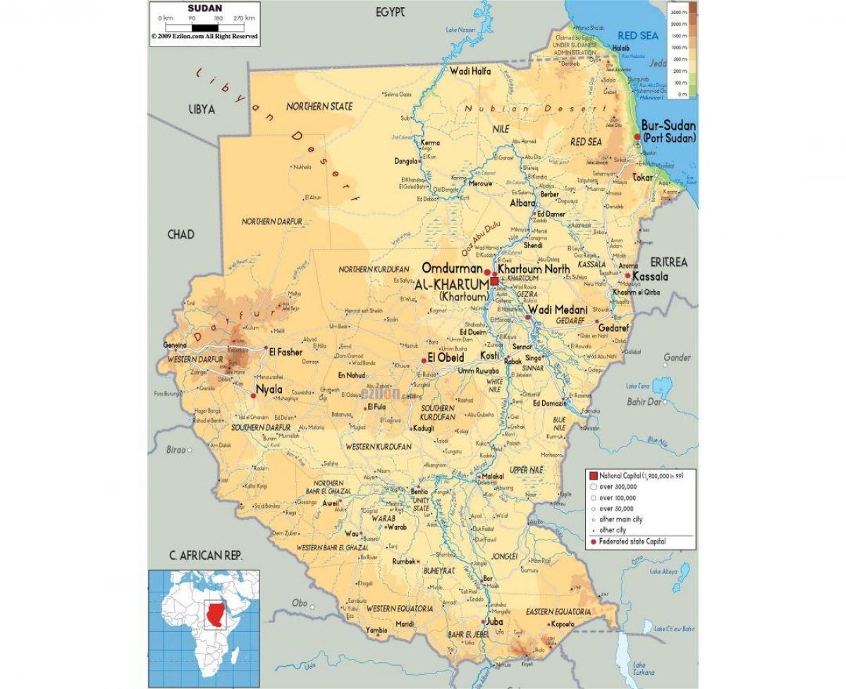 Карта на автомобилни пътища Судан 