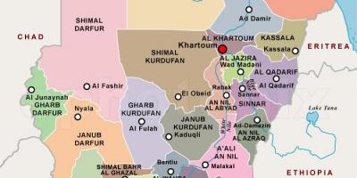 Карта на Судан региони
